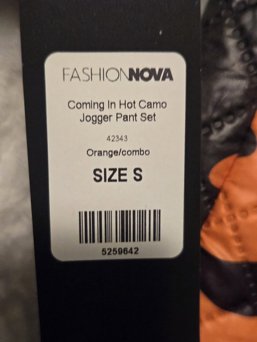 Fashion Nova "Coming In Hot Camo" Jogger Pant Set - Orange/Combo